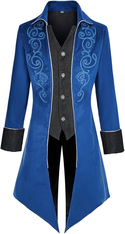 Mens Medieval Steampunk Tailcoat Jacket Victorian Pirate Coat Renaissance Tailcoat Jacket Costume