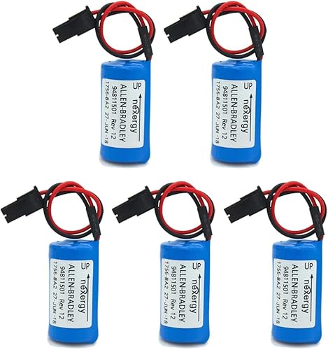 NOOKK Pack of 5 3V 1756-BA2 1800mAh Replacement Battery for Allen BradleyAB 1756-L1 1756-BA2 BR23A-AB CNC Machine