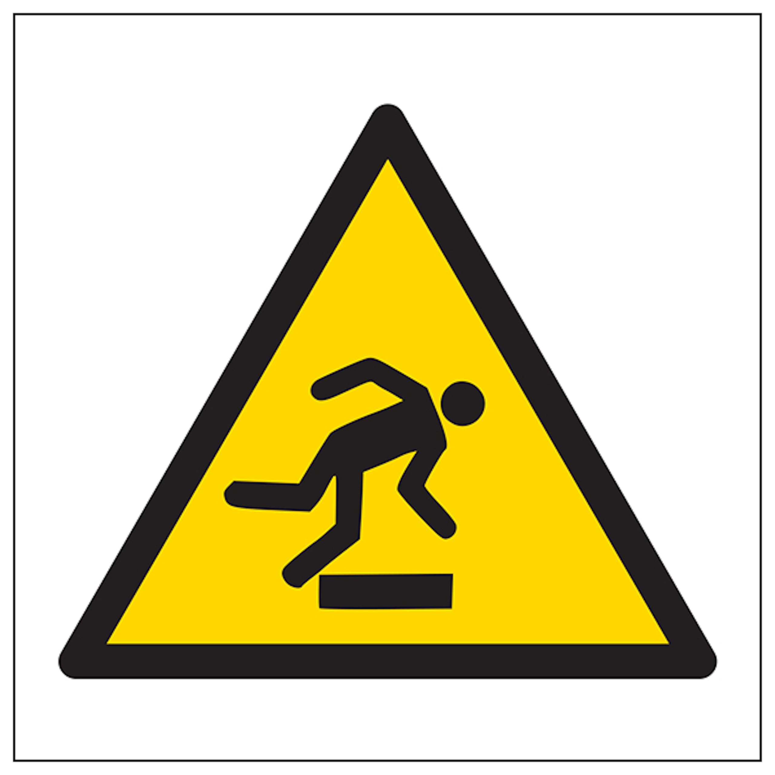 V Safety Warning Trip Hazard Symbol 100 x 100 mm - Glow In The Dark 1mm Rigid Plastic Safety Sign
