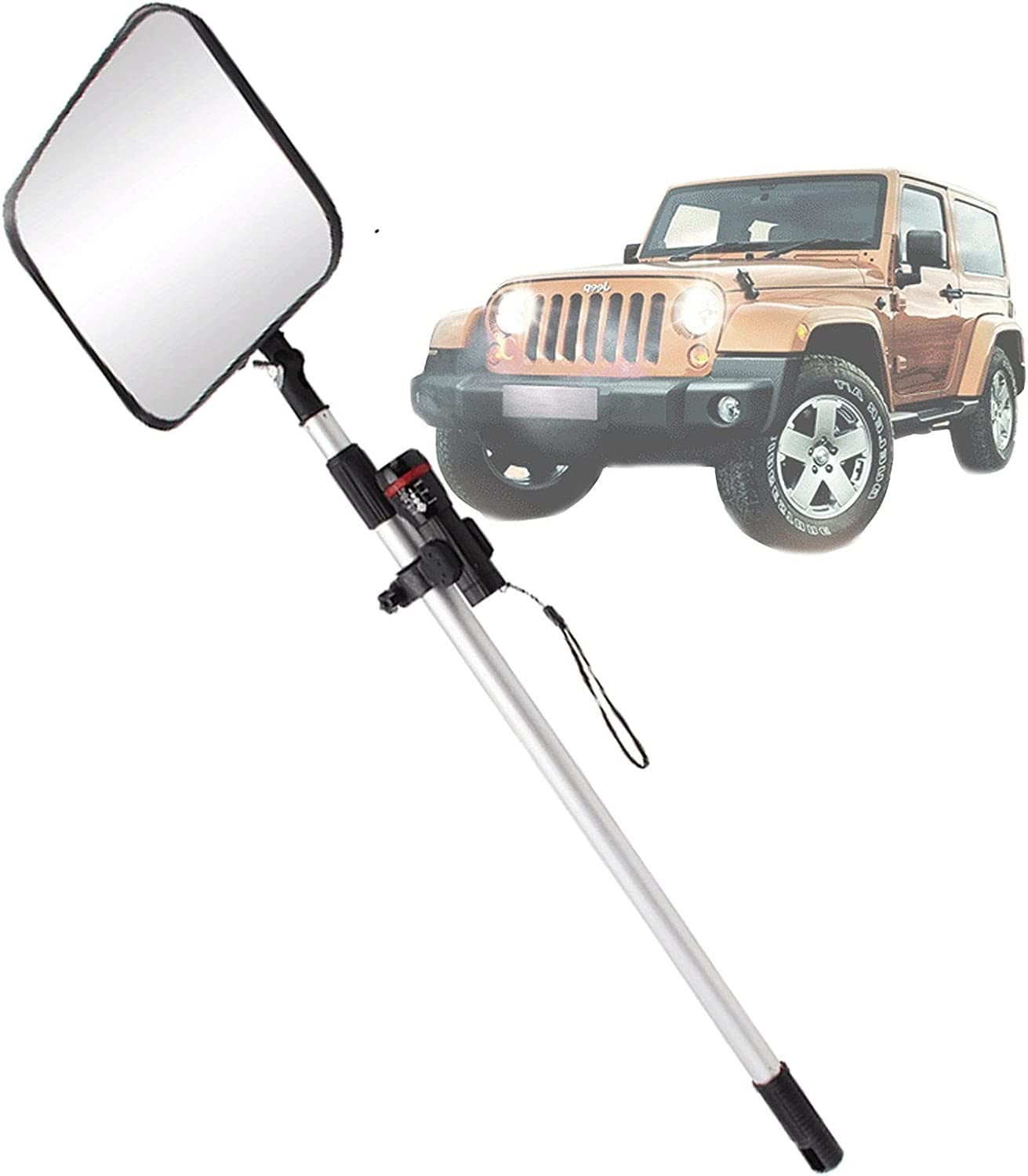 Miroir d'inspection télescopique pour véhicules, réflecteur de réparation avec source lumineuse LED, miroir de détection en acrylique pour inspection de sécurité, 3 roulettes - 1 lampe torche, argent.