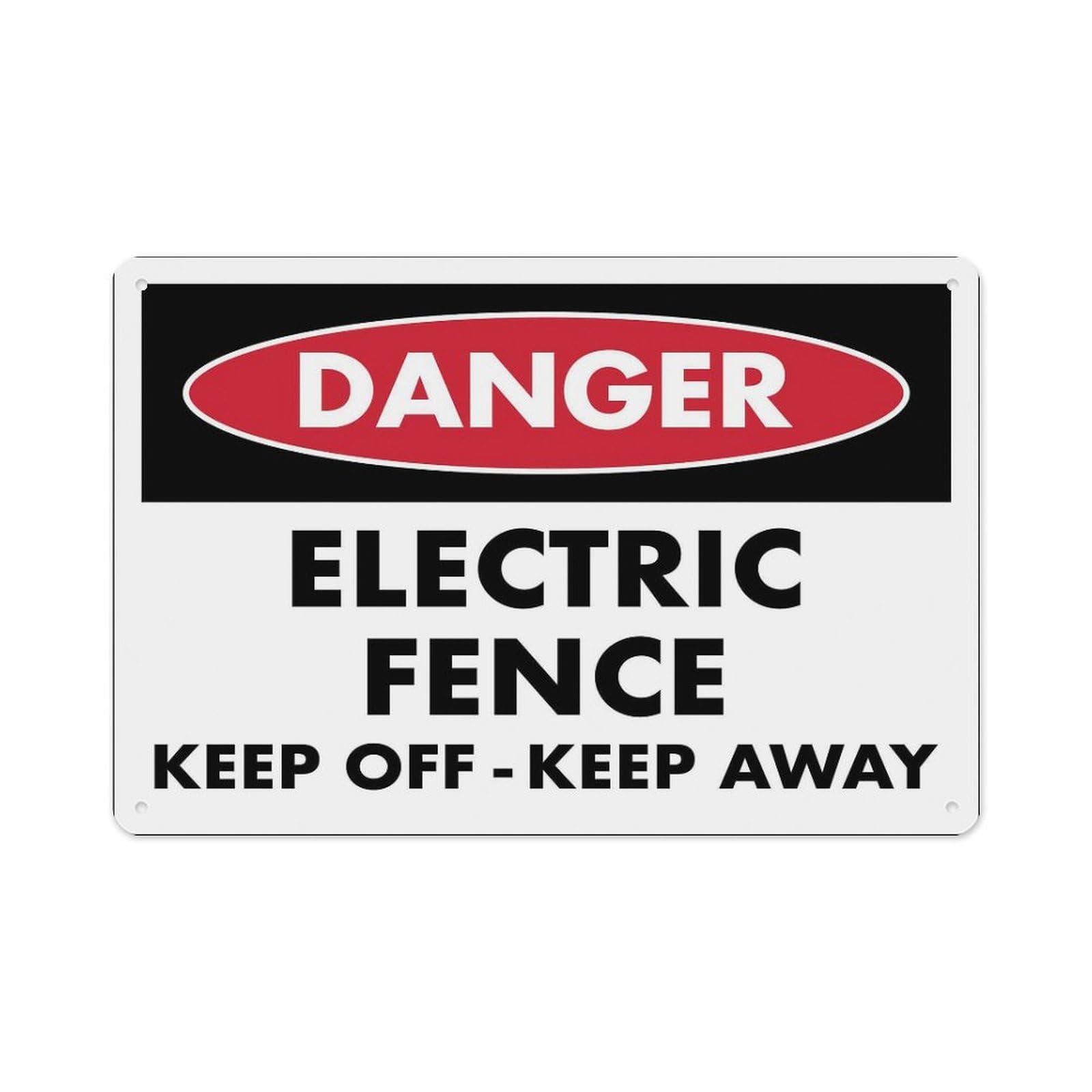 peiyeety Danger Electric Fence Keep Off Keep Away Sign Aluminum Tin Warning Signs for Home Outdoor Garden 12X16 Inches