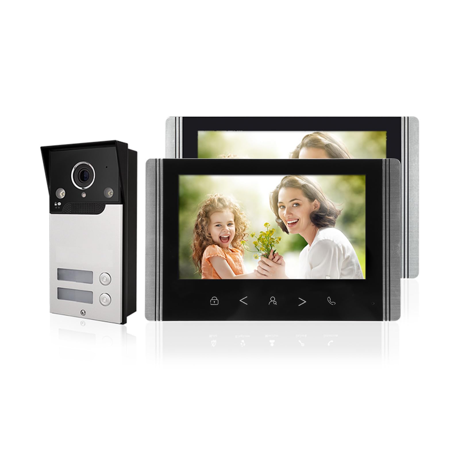 Wi-Fi Wideodomofon Inteligentny Domofon BT TY APP Wyświetlacz Zdalnego Sterowania 1080P HD 7-calowy Widok Nocny Wodoodporny IP65 dla Willi Home Office Apartment (Wtyczka UE)
