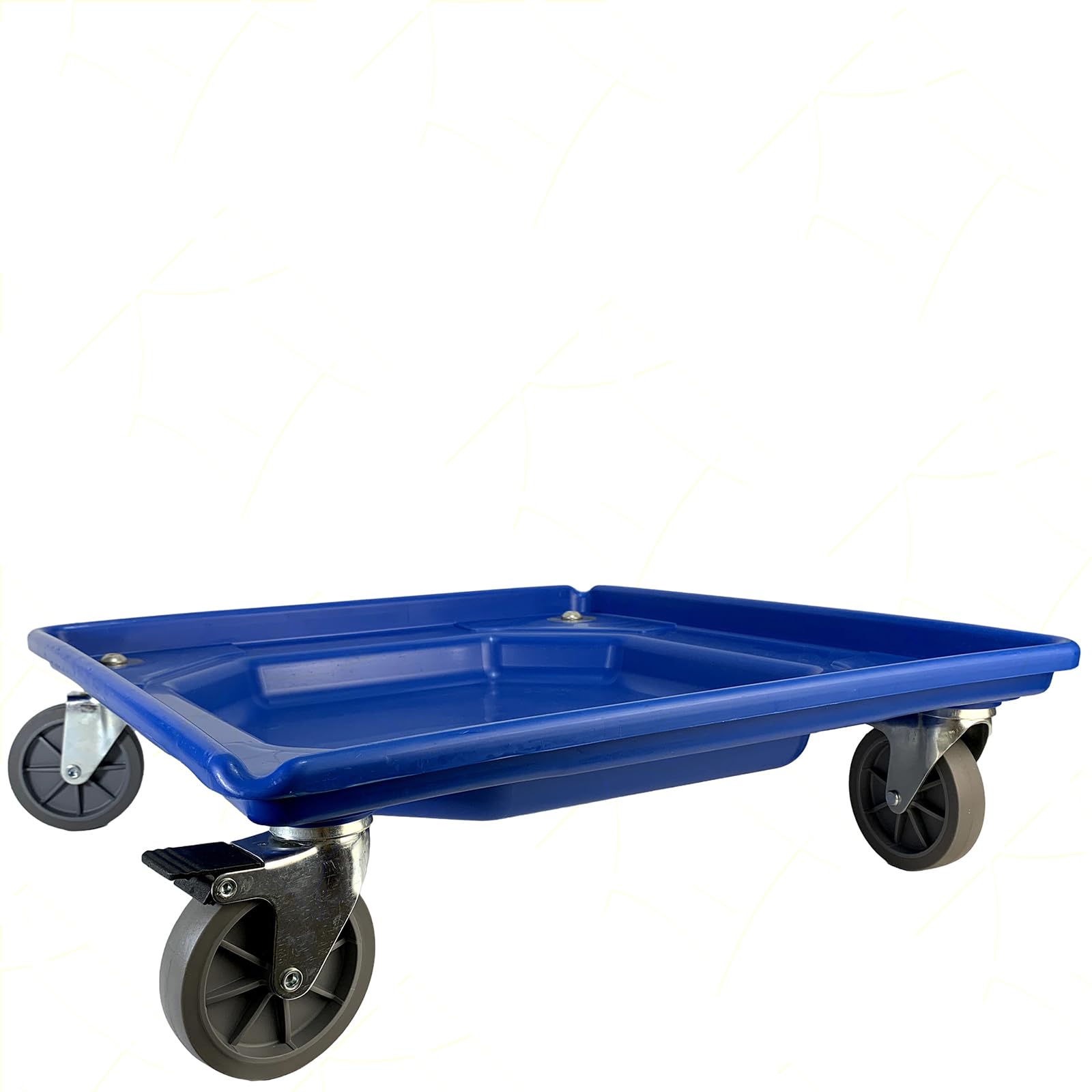 Sicignano | Carrello 4 Ruote Porta Cestelli per Lavastoviglie Industriale, 50x50 cm, con Vasca Salva-Goccia e Freno, Portata 140 kg, Polipropilene alimentare, Made in Italy