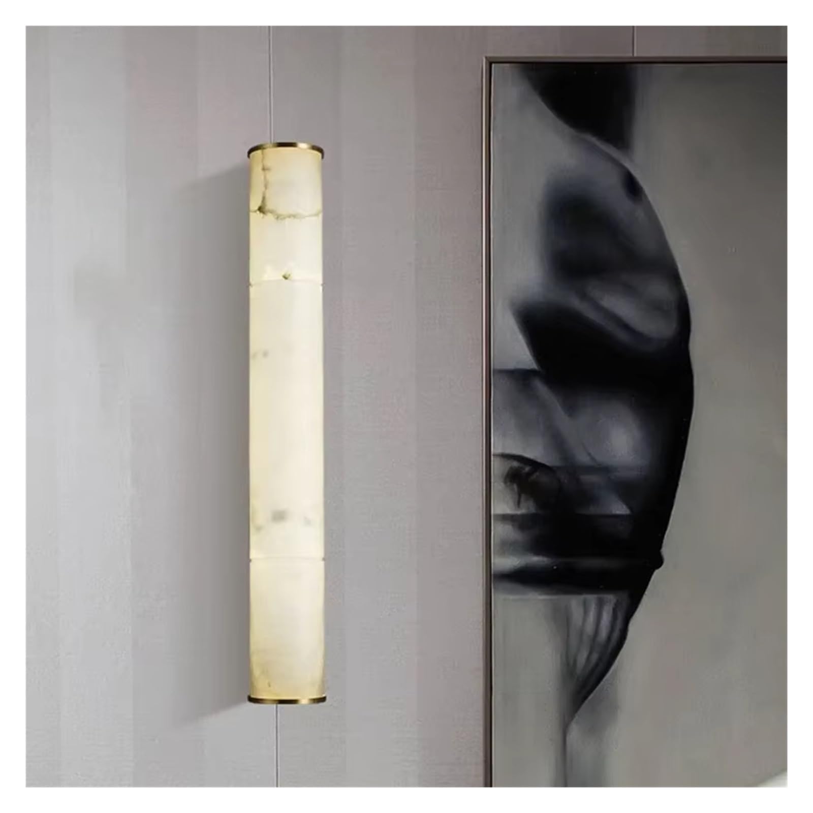 ASerZenith Simple Marble Wall Lamp Bedroom Bedside Column Living Room Background Wall Study All Copper Decorative Lamps(Warm Light-40Cm)