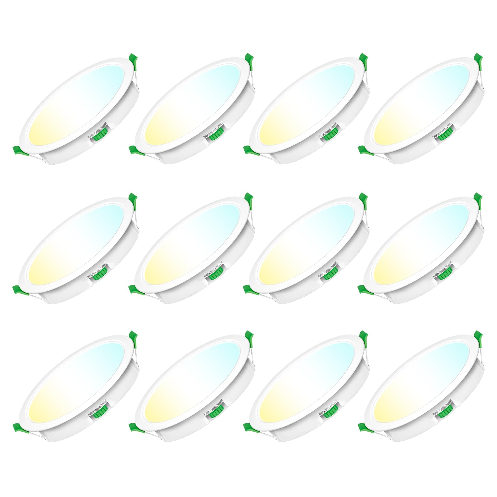 Jaenmsa 12 Stück LED Badeinbaustrahler 230V 12W Loch Φ 125-135mm IP44 Dimmbar Extra Flach Einbaustrahler LED Einbaustrahler Warmweiß 3000K Neutralweiß 4000K Kaltweiß 6500K