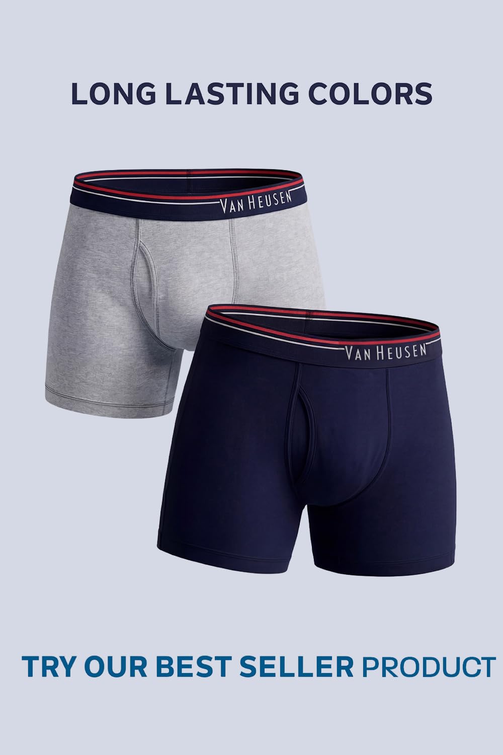 Van Heusen Men Boxer Briefs - 100% Combed Cotton - Pack of 2 - Anti Bacterial, Colour Fresh, Quick Dry_10032_Dark Navy,Grey Mel_S 4