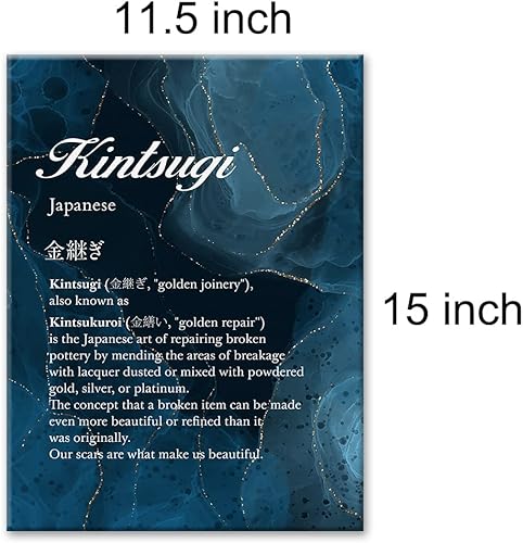 Miniatura 2 de LEXSIVO Kintsugi Definition - Lienzo decorativo para pared, decoración de oficina en casa, pintura de definición de Kintsukuroi japonés, 12 x 15