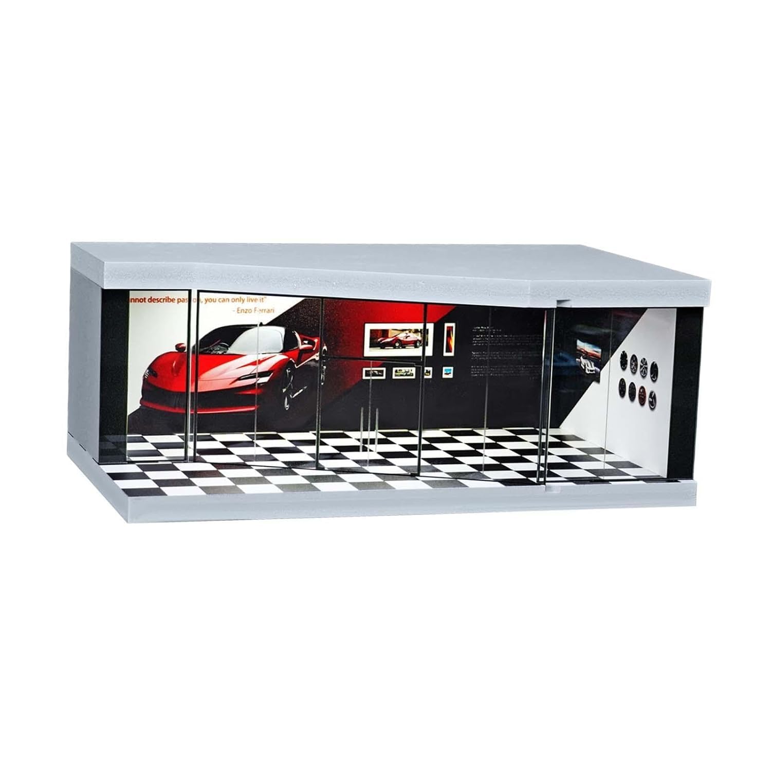 My City L Parking Lot Diorama Display Case | 1:64 Scale Car Showroom Garage for Hot Wheels, Matchbox & Diecast Collectibles (Red)-image-41