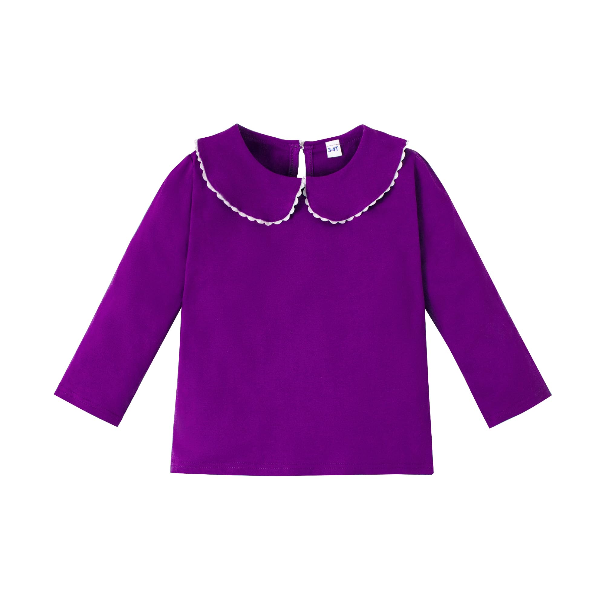 LYSMuch Toddler Girl Long Sleeve Peter Pan Collar Top