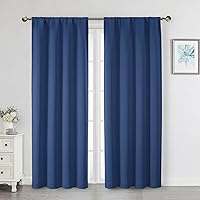 Vista 133 de Cortinas opacas para dormitorio, sala de estar, juego de 2 paneles de 54 pulgadas de largo, cortinas de oscurecimiento de habitación con aislamiento