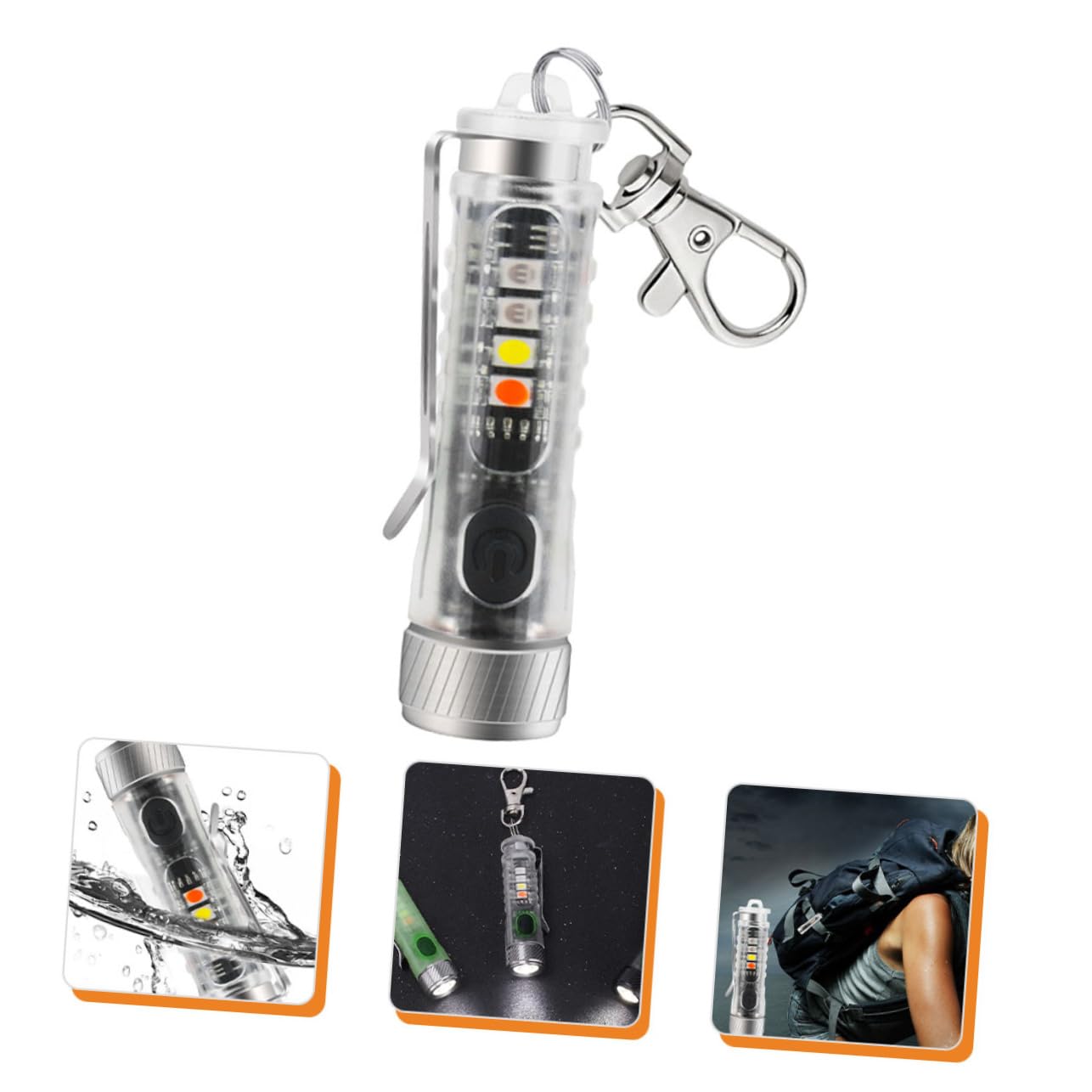 INOOMP 2pezzi Mini Torcia Led Ricaricabile Portachiavi Con Modalità Di Illuminazione Luce Regolabile Per Campeggio e Emergenze Design Compatto e Pratico Trasparente