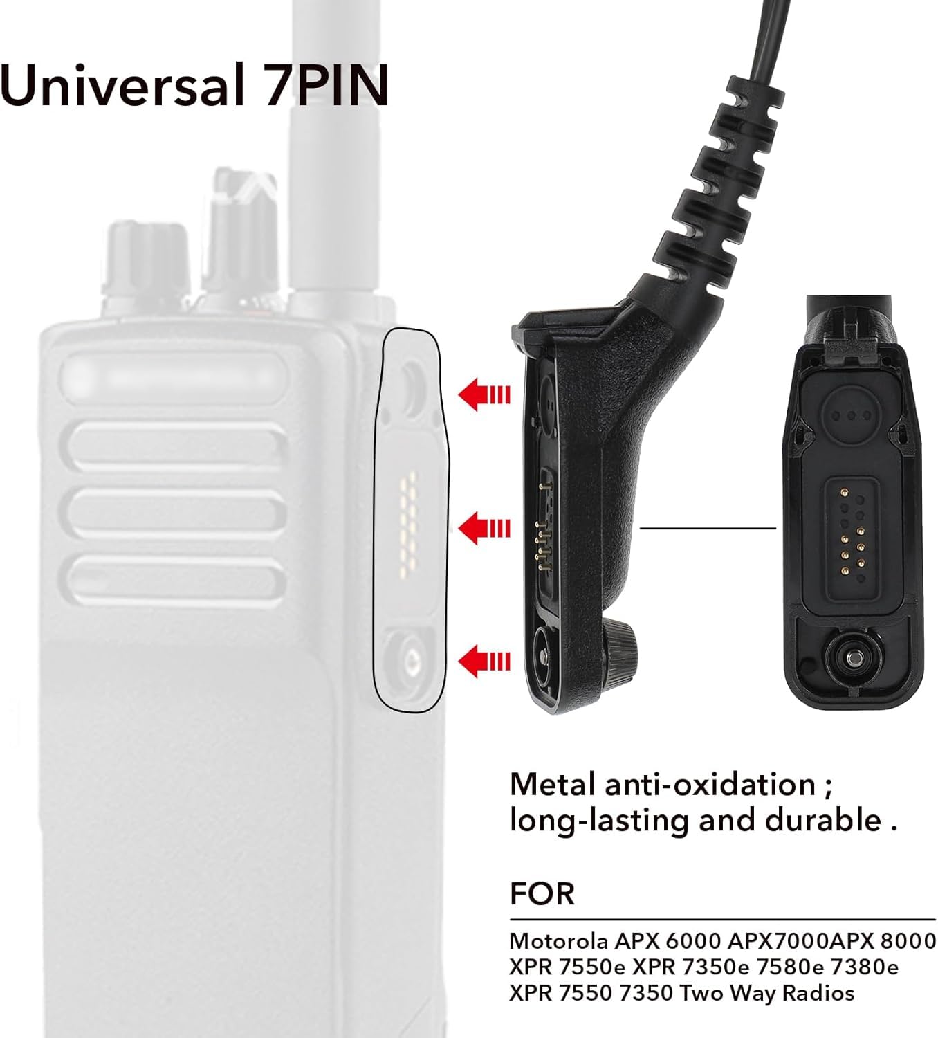 Auricolare radio bidirezionale con microfono per radio Motorola APX e XPR, auricolare a filo singolo a forma di C con altoparlante girevole e PTT, compatibile con APX 4000 6000 8000, XPR 6550