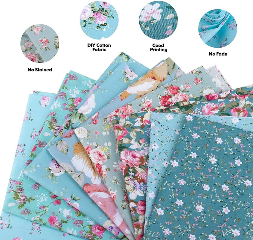 Scampoli Tessuto Cotone 100% - 8 Pezzi 40x50cm Stampa Floreale Rosa Per Patchwork E Cucito - Foto 13