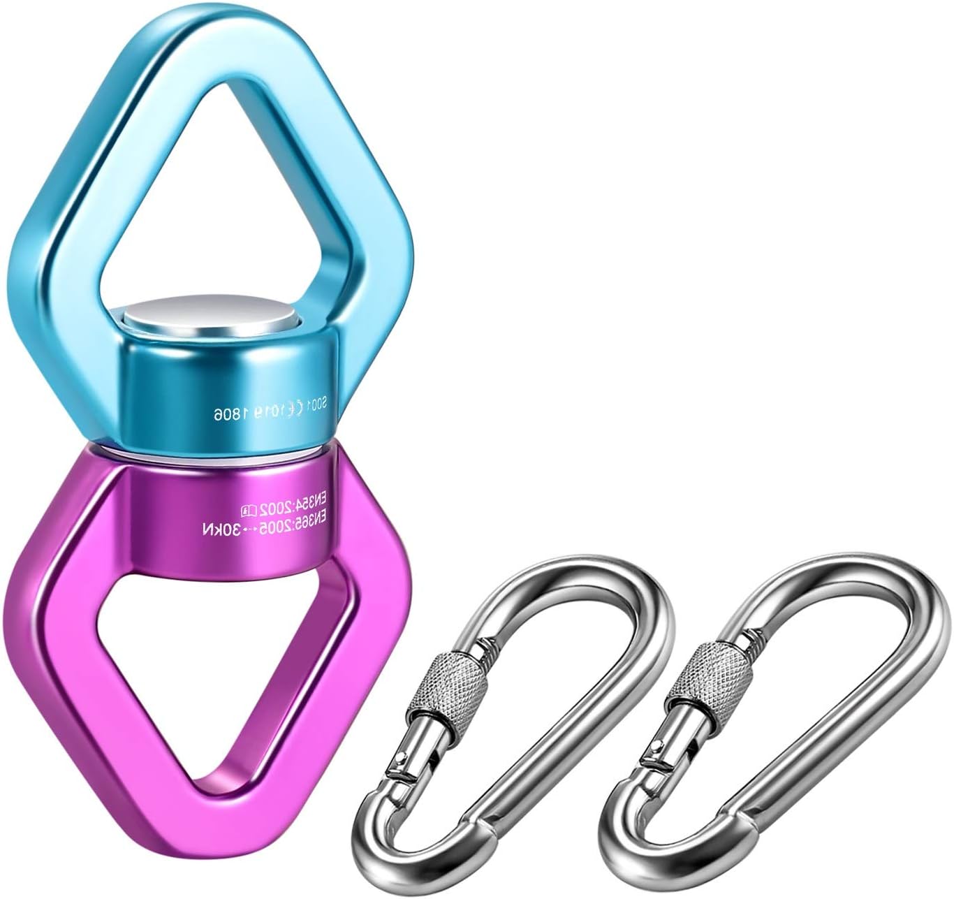Safety Rotational Device, Aluminum Alloy Double-Ball Bearing Swivel, Holds Up 8500+ Lbs, Minimum Breaking Strength 40 kN, Spins & Rotates 360° for Smooth Rope Climbing, Hiking & Exercise