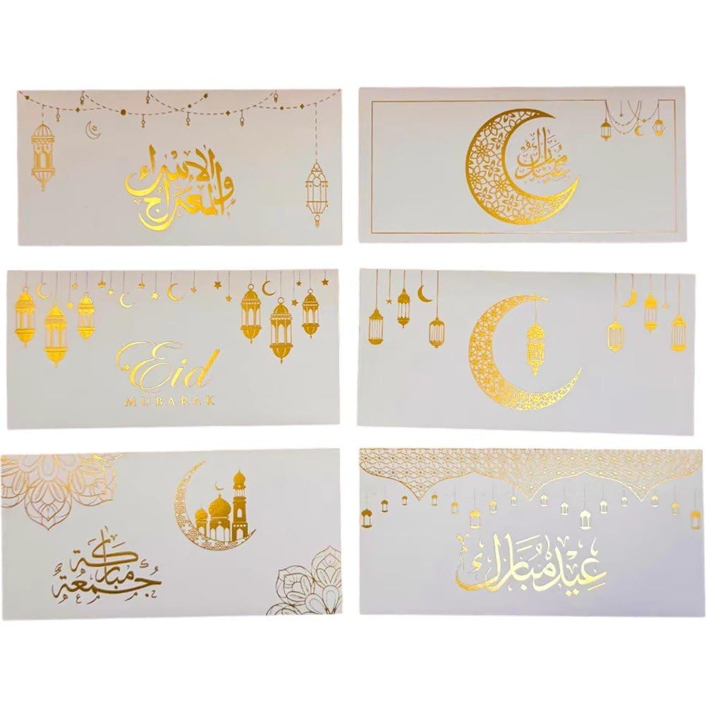 Ppmter Gold 6 Pcs Eid Mubarak Money Envelopes Ramadan Money Envelopes Muslim Eid Mubarak Ramadan Gifts Eid Money Wallets Cash Holders