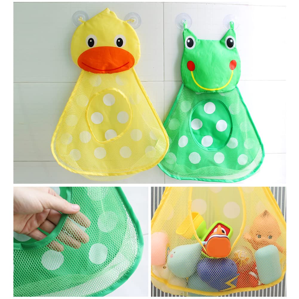 Red de almacenamiento de baño de juguete de almacenamiento para bebé, juguete de baño, bolsa de almacenamiento impermeable, organizador de juguete colgante con 2 ventosas