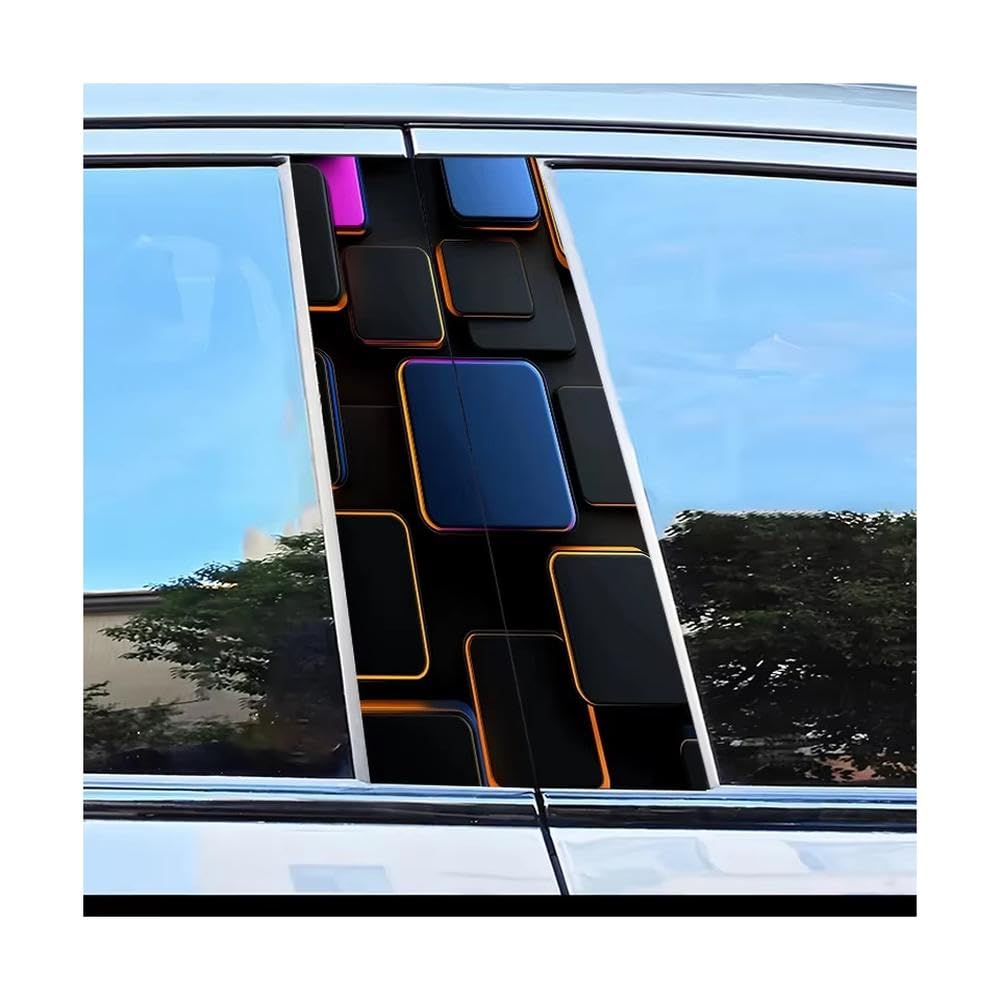 Bertdcx One Color Car Adhesive Waterproof Vinyl B Post Protective Square Stickers Auto Parts