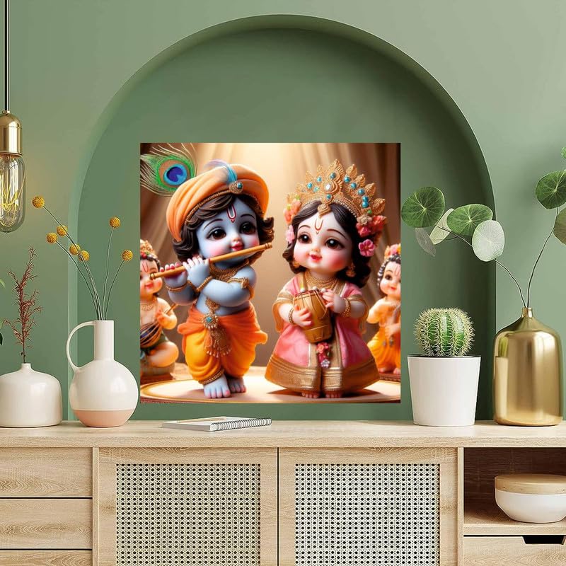 Image of British Terminal Cute little Bal Gopal Baby God Krishna| Kanha Ji | Laddu Lord Makhan Chor Painting Religious Poster for Pregnant Women for wall (matt thin vinyl,sticker,multicolor,unframed)| bj274