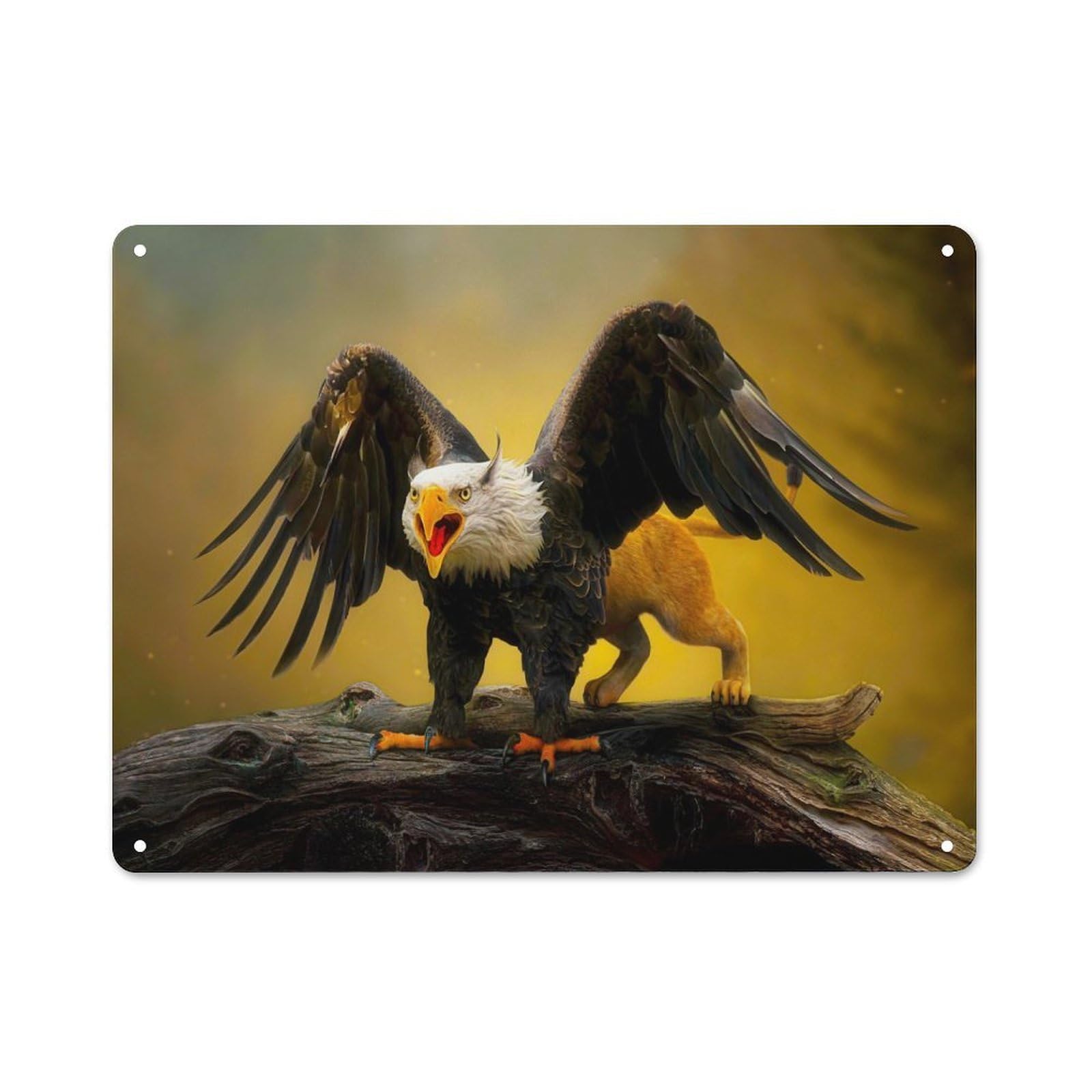 Junmoney Style-2 Griffin Legendary Guardian Old Style Metal Wall Decor 30X40cm, Decorative Tin Plaque For Cafe, Pub, Workshop Or Home Bar