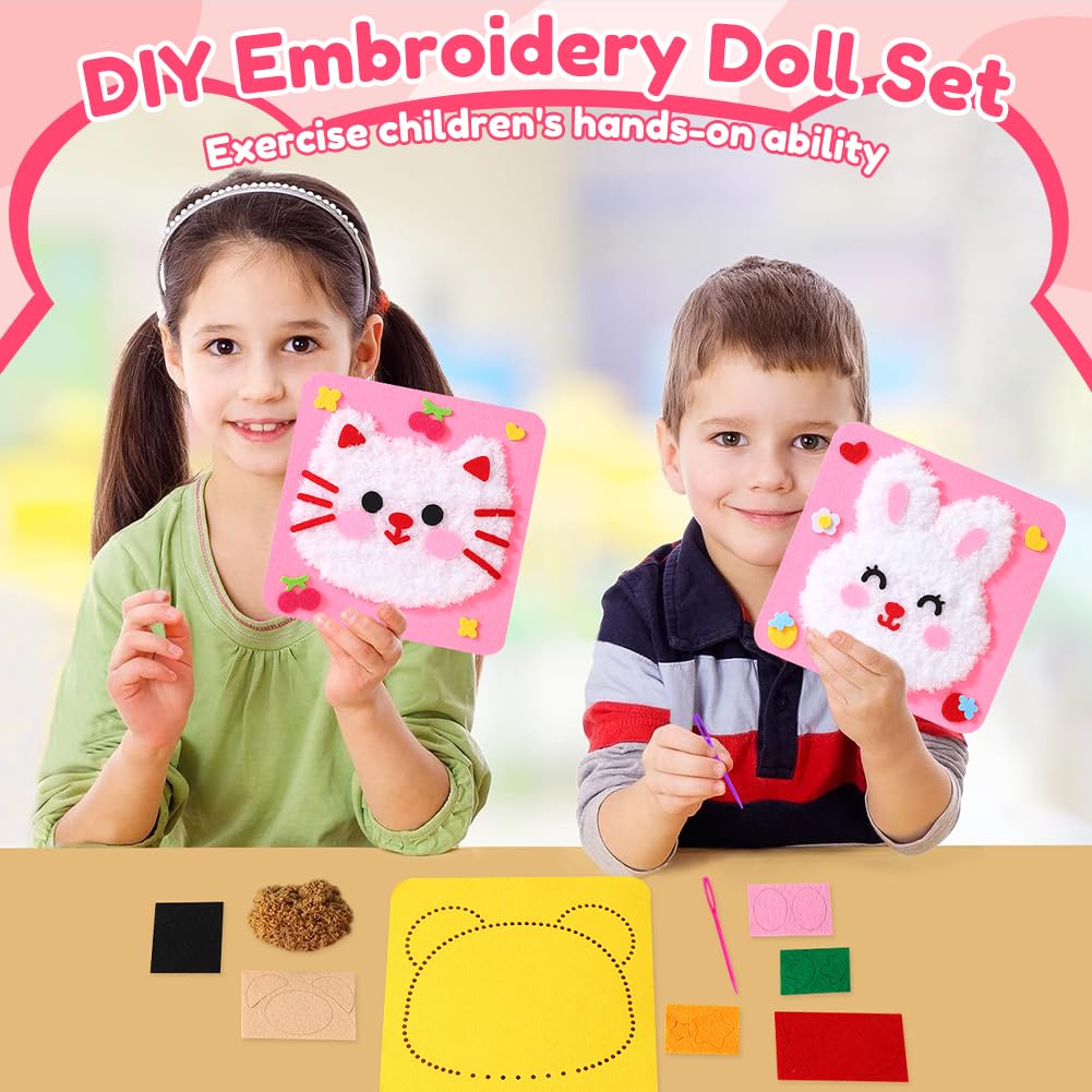 Jadyon 3PCS DIY Embroidery Doll Set, Cartoon Animal Sewing Craft Kit - Image 3