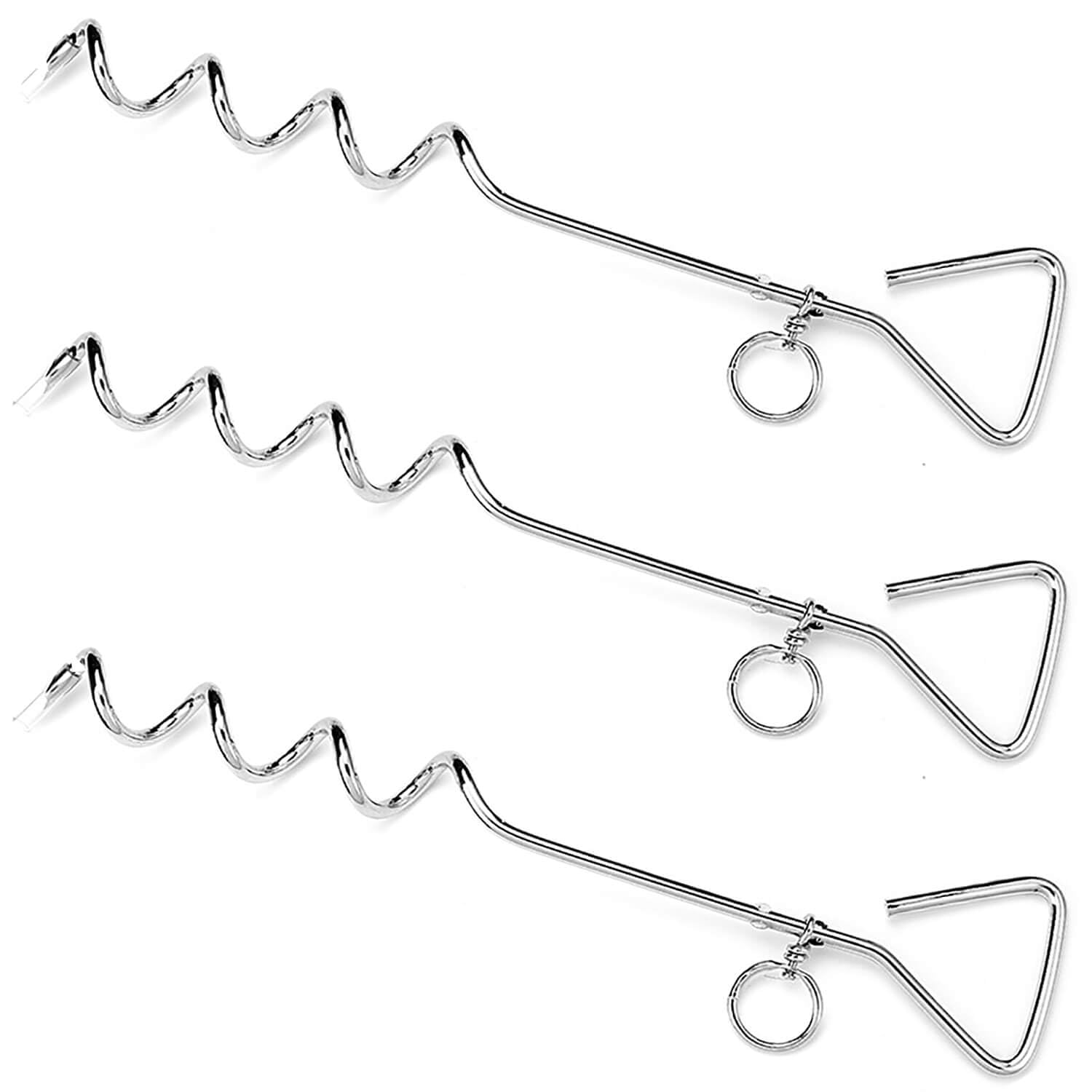 Frxat Dog Tie Out Stake, Outside Dog Leash&Chain for Camping and Yard, 16'' Heavy Duty Anti Rust Spiral Stake for Medium-Large Dogs Up to 120 lbs (