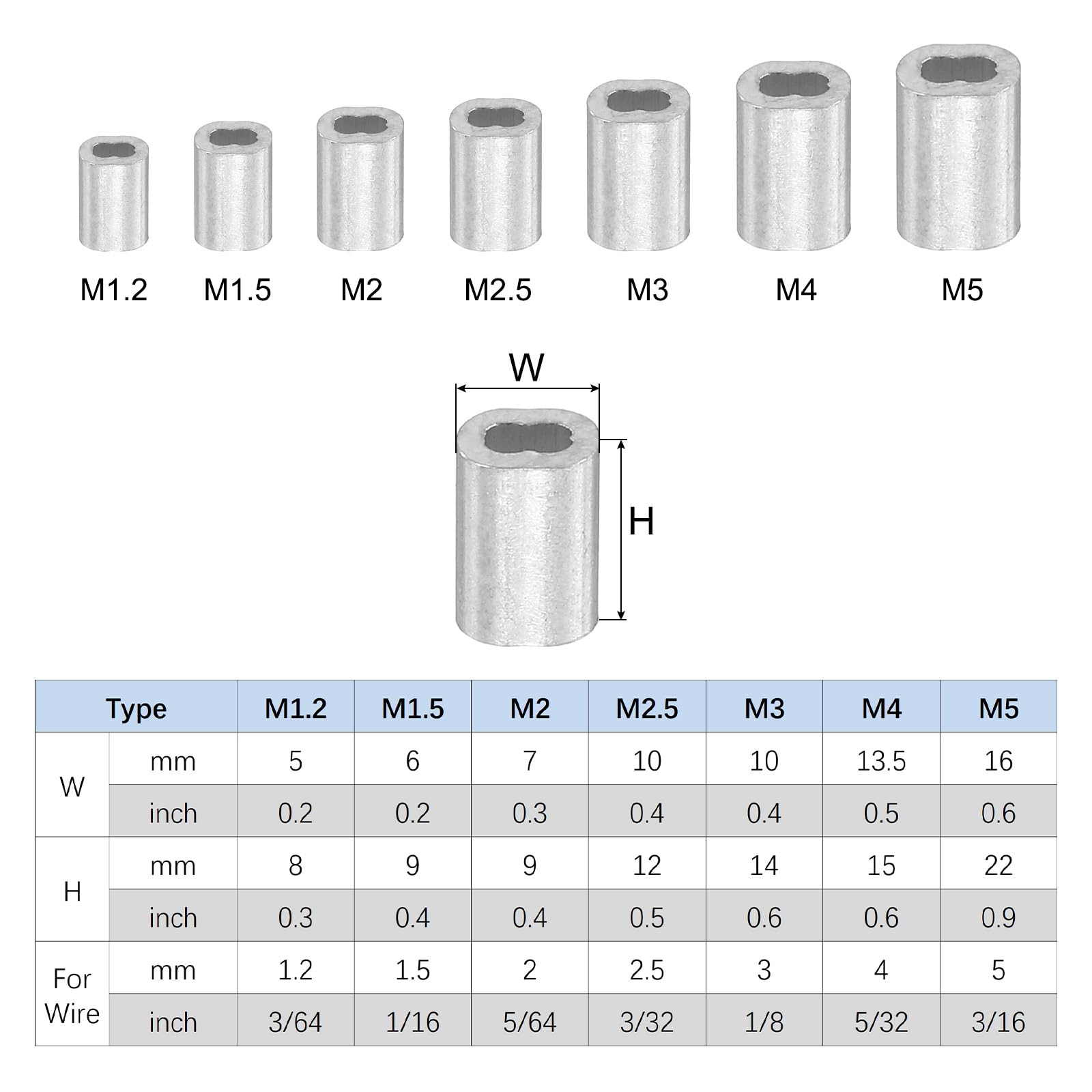 Lot 42 Manchons Sertissage Aluminium 4 Mm (5/32") – Embouts Câble Pour Garde-Corps, Gréement, Laisses, Pêche