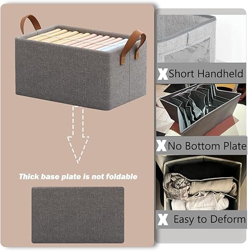 Miniatura 3 de Organizador de ropa de armario con placa base gruesa, organizador de cajones con marco de acero con asas, caja de almacenamiento de ropa plegable