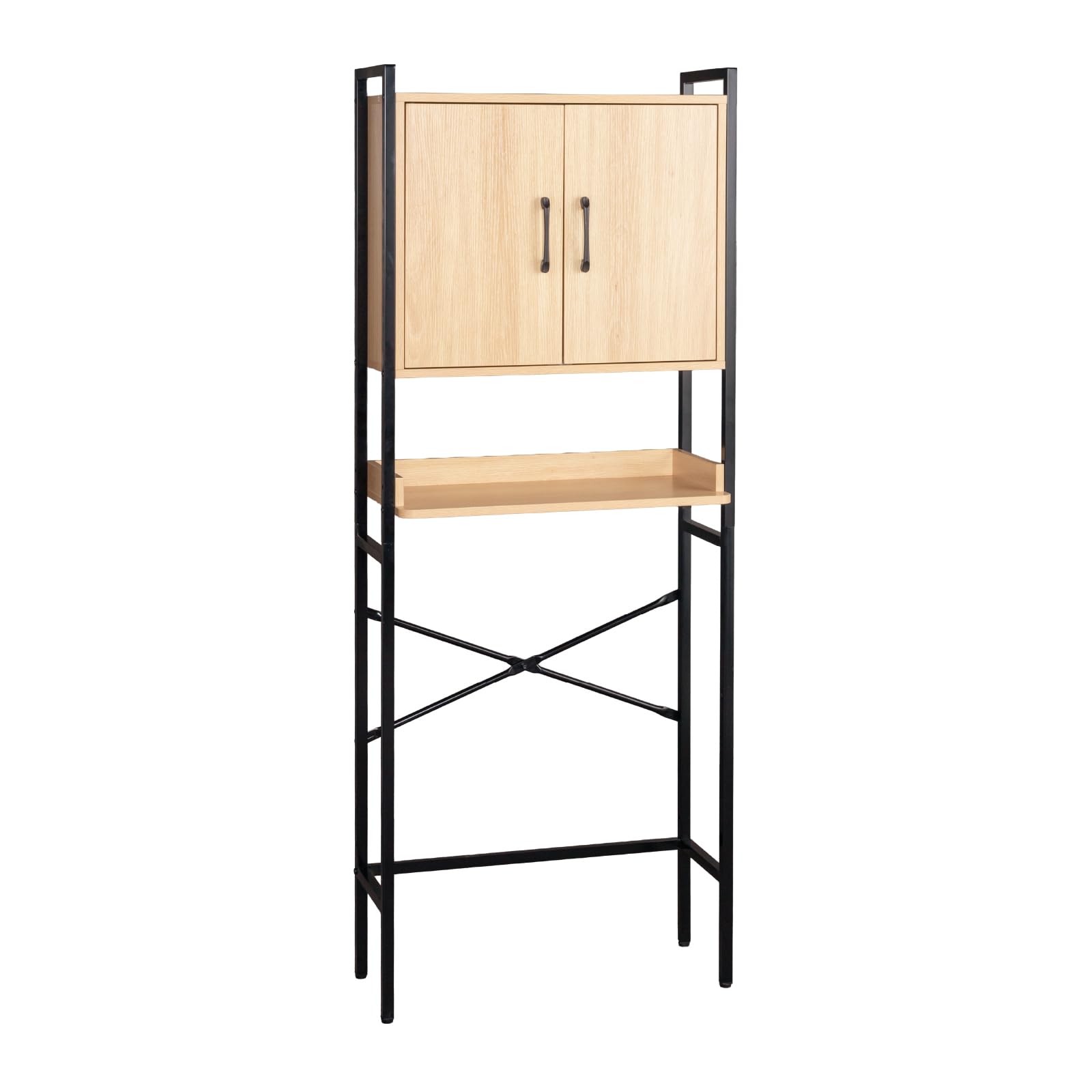 LEADZM Waschmaschinenschrank, Waschmaschinenregal Regal über Waschmaschine | Toilettenregal mit Schrank, Badregal, 64,5 x 30 x 171 cm