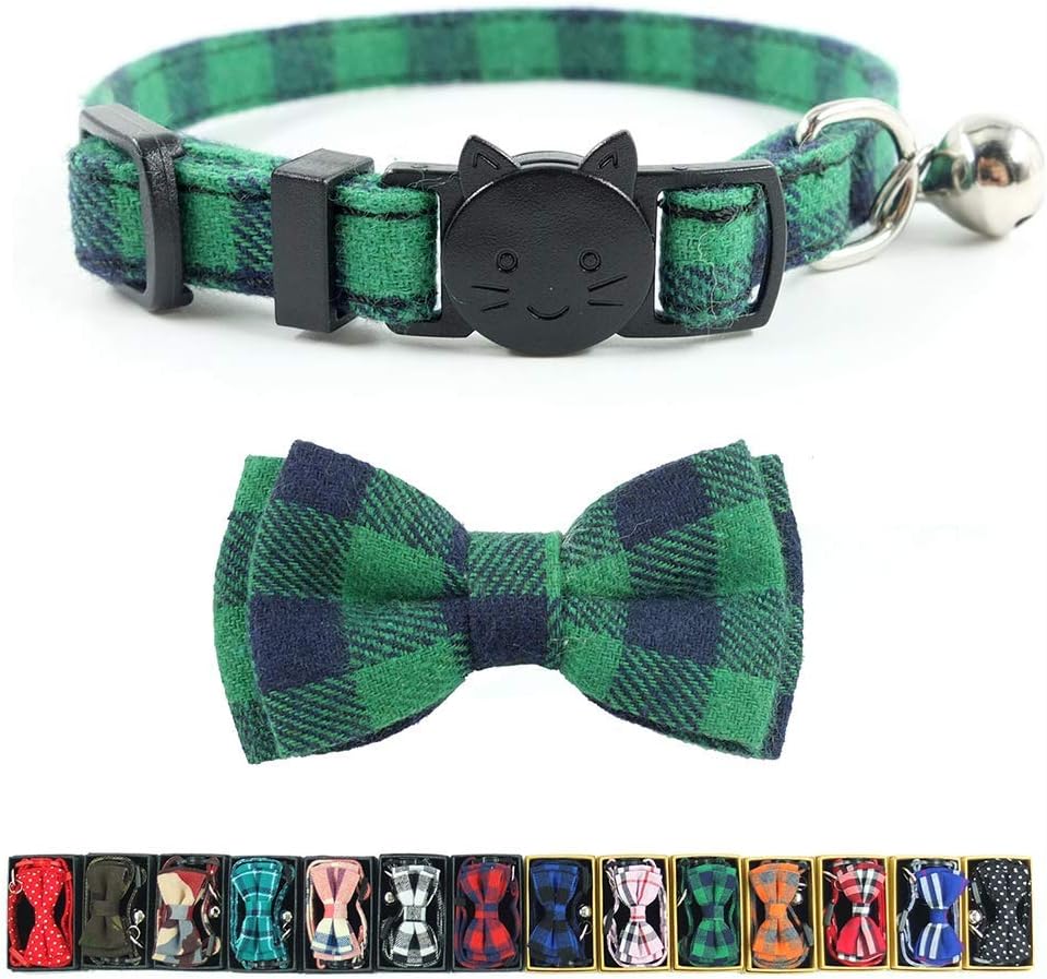 Flymind 10 Pieces Cat Collar Breakaway with Bow Tie and