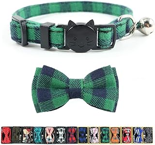 Plaid Cat Collar Breakaway – Adjustable Safety Kitten Collar with Bell