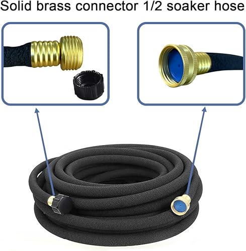 Miniatura 3 de Manguera de remojo de jardín de 12 pulgada y 100 pies, conector de latón macizo, manguera de agua resistente, perfecta para jardín, verdura, a