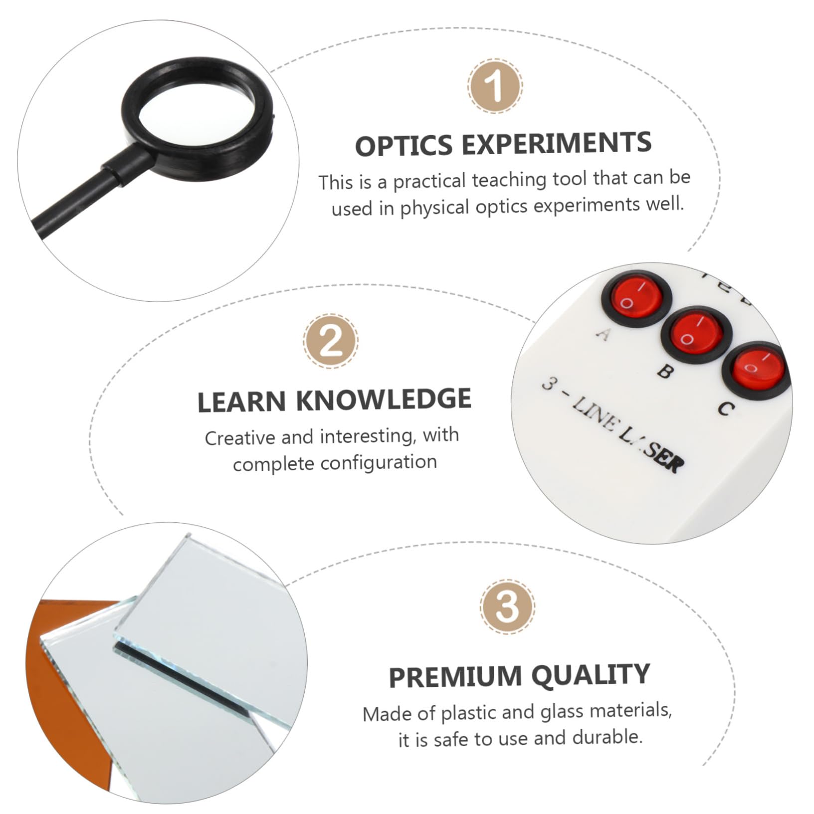 Gatuida Kit Optique Avec Lentilles Concave Et Convexe Matériel De Laboratoire Pour Expériences Physiques Outil Pédagogique Portable Plastique Et Verre Adapté Aux Étudiants Et Enseignants