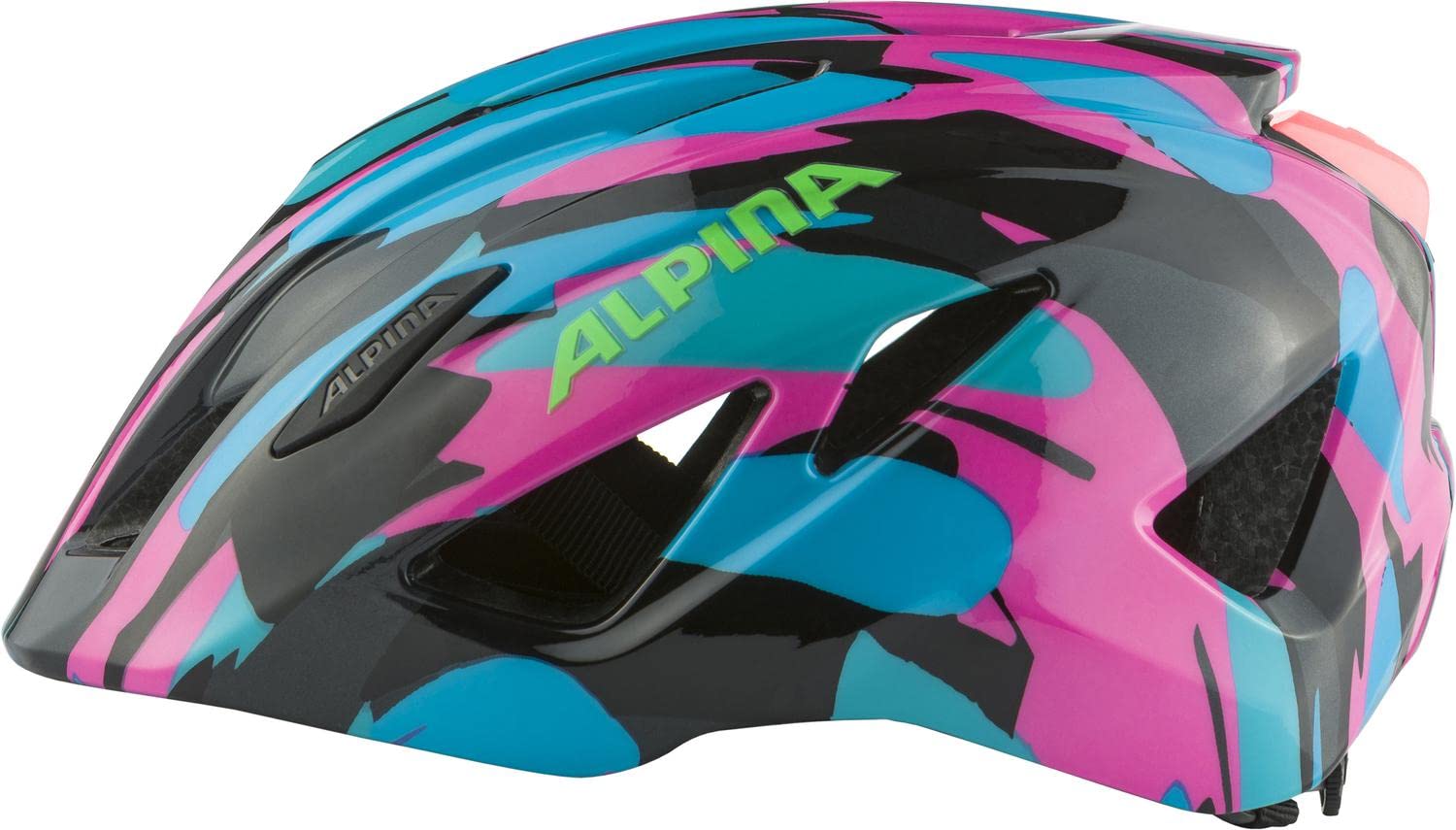 ALPINA Unisex - Dzieci, PICO FLASH Kask rowerowy, neon-blue pink gloss, 50-55 cm