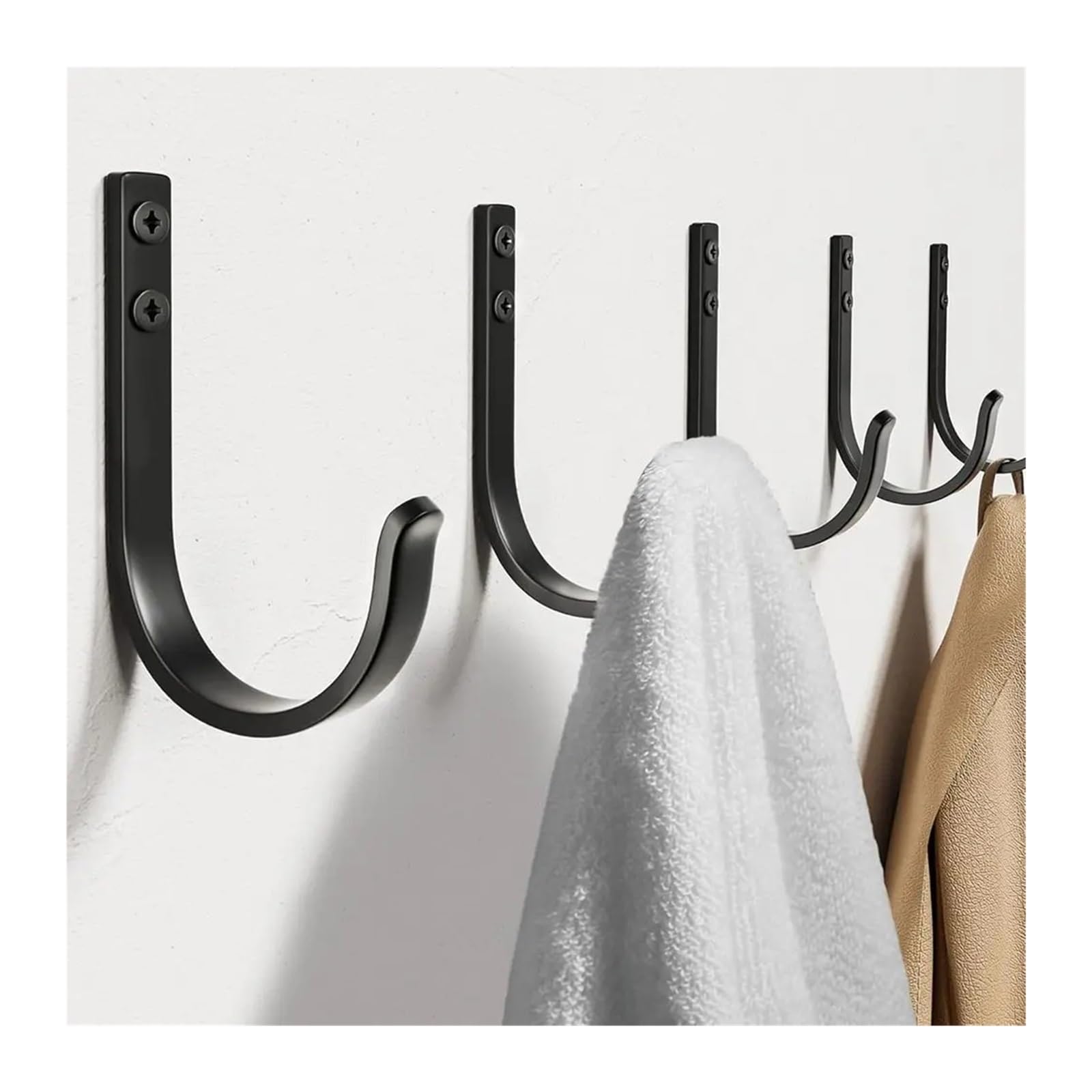 Ganchos Para Colgar Puerta Ganchos for Colgar Abrigo, Exterior, Armario, Puerta, Baños, Mochila, Bata, Negro 5 P