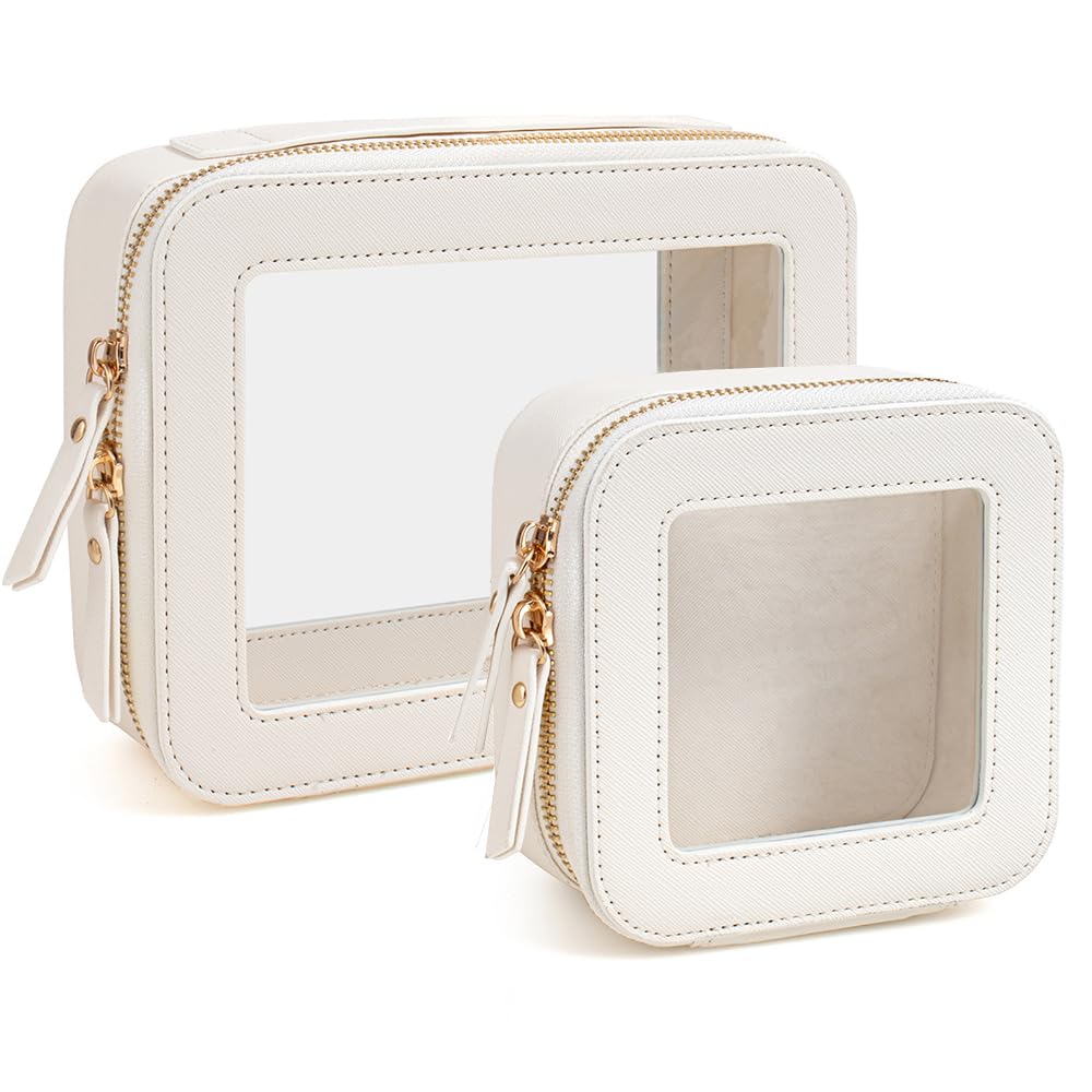 FFpaw Clear Makeup Bag Set, TSA Approved Toiletry Bag Travel Makeup Bag Clear Cosmetic Travel Bag Small Makeup Bag Organizer Waterproof Portable Car Essentials for Women