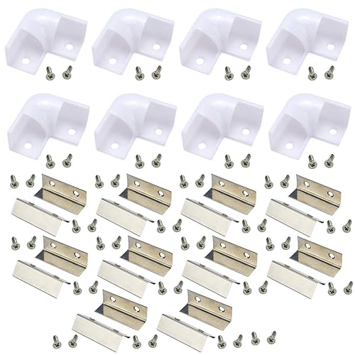 Muzata Kit de conector de esquina de canal LED, adaptador en forma de L y 20 conectores de extensión para canal de aluminio en forma de V V1SW, 90