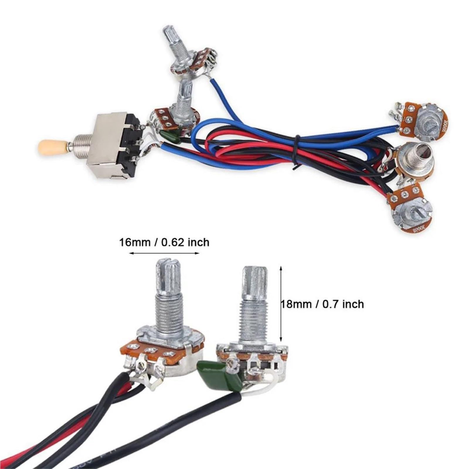 Profesional Arnés De Guitarra Kit De Cableado Para Pastillas De Guitarra Eléctrica LP Potenciómetros 2T2V 500K