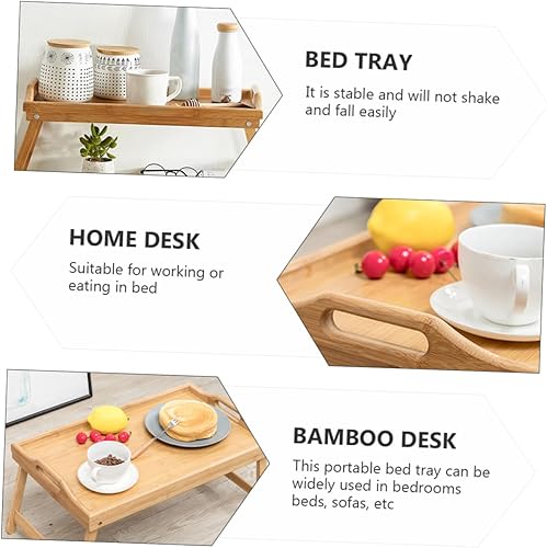 Miniatura 6 de Veemoon Mesa plegable multifuncional para computadora portátil, mesa de servicio de desayuno, mesa de lectura, bandeja de servicio plegable para el