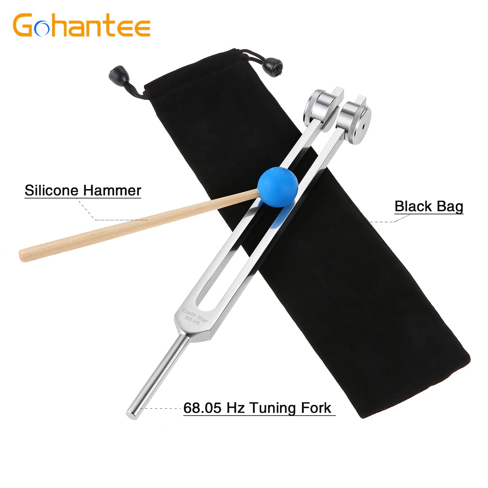 Diapason 528 Hz Diapason Thérapeutique 528 Hz - Fréquence De L'Amour - Alliage Aluminium Doré - Avec Marteau Et Sac Musique Guérison Super Puissante 528