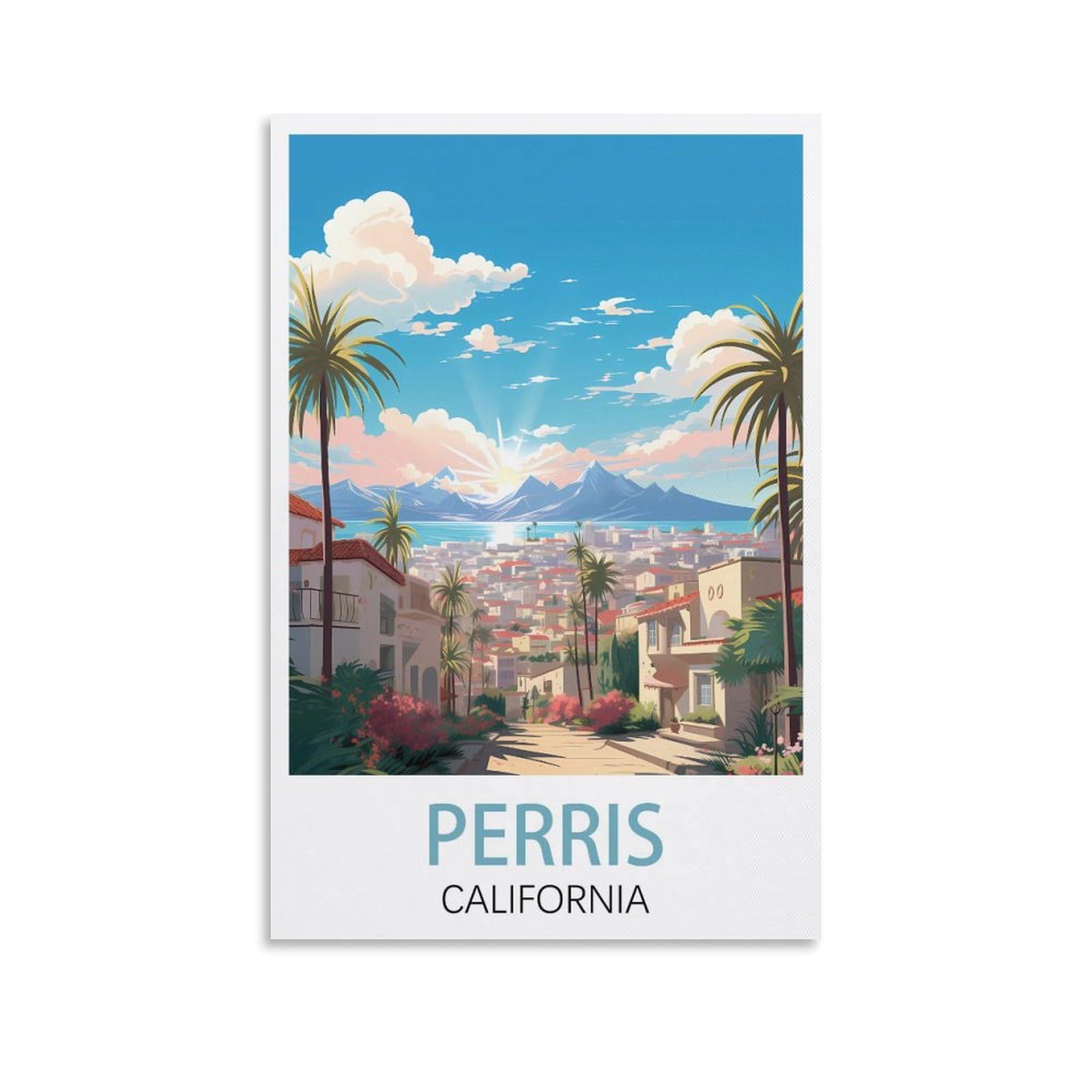 Vintage Metal Tin Wall Sign Art Plaque Poster Wall Decor for Home Tool Room Bar Club Restaurant Cafe Perris California Posters 30x30cm