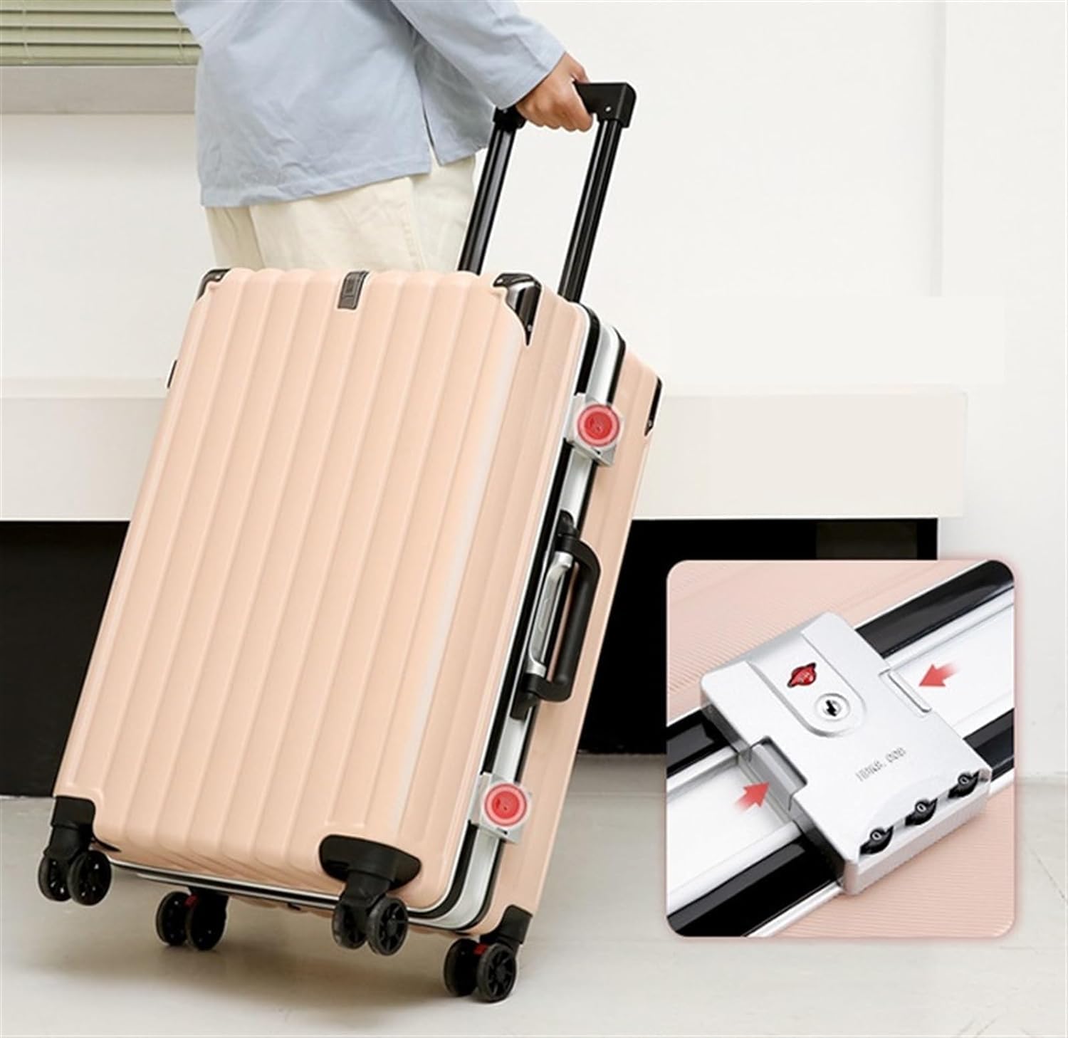Maleta Maleta con contraseña, Maletas con Palanca Ajustable, Equipaje Duro de Gran Capacidad, Maletas Unisex con Ruedas, tamaño de Transporte Bolsas de Viaje