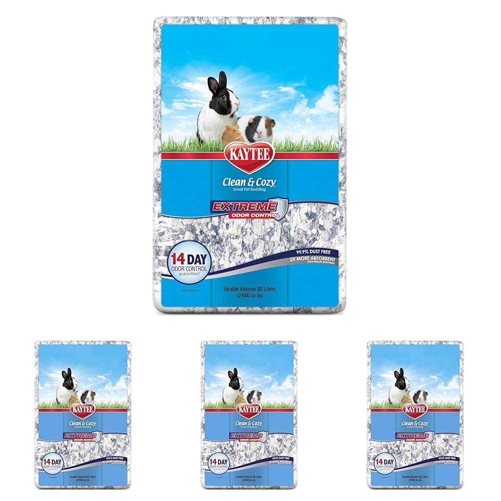 Kaytee Clean &amp; Cozy Extreme Odor Control Bedding, Made for Small Animals, 40 Liters (Pack of 4)