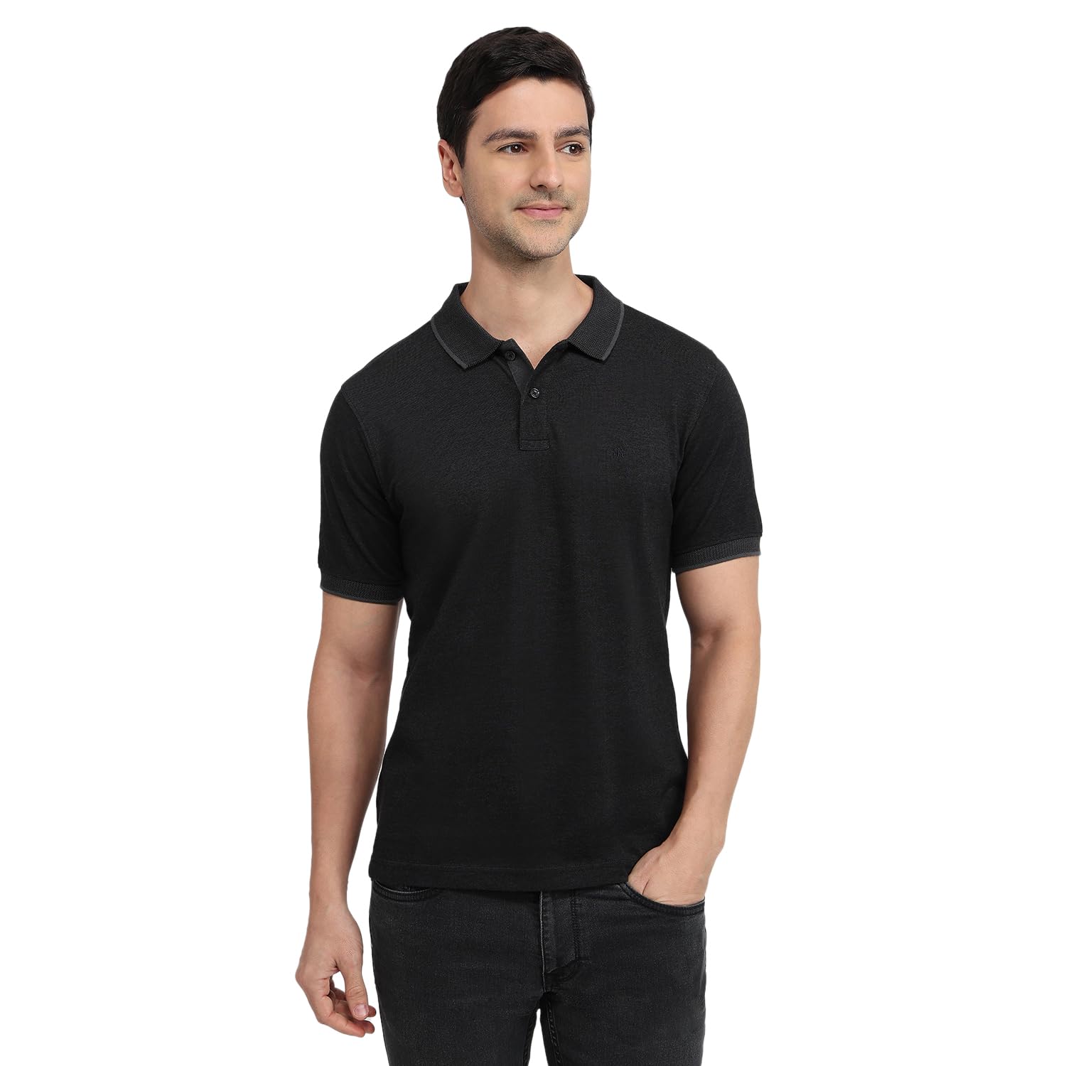 raymond Men Slim Fit Solid Pattern Pure Cotton Half Sleeve Polo Neck Casual T-Shirt-picture-18