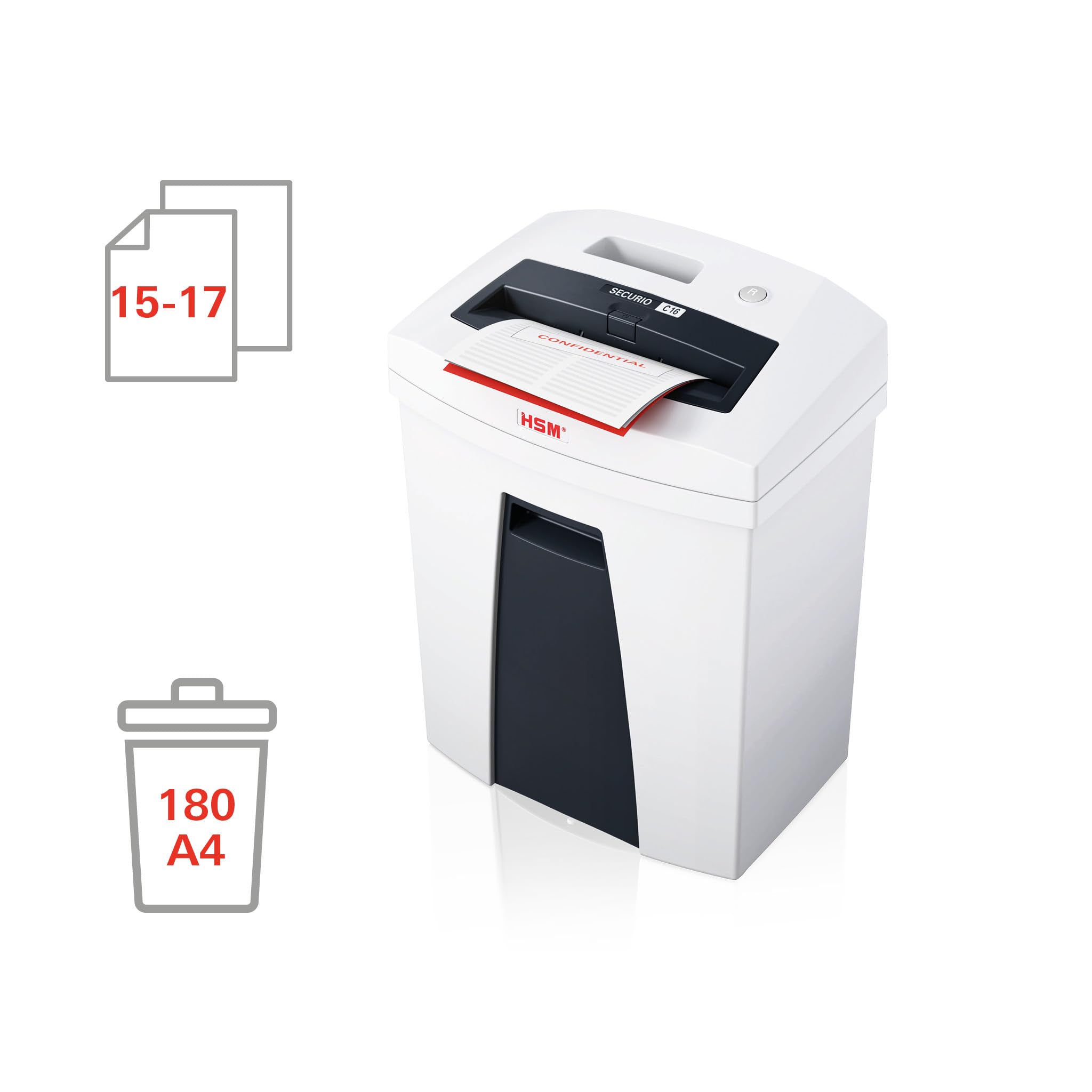 HSM SECURIO C16 Destructeur de documents pour un petit bureau, Degré de sécurité P2, 17 feuilles coupe en bandes, Ange Bleu
