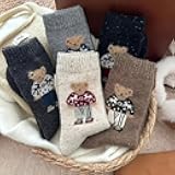 5 Pairs Women's Winter Mid-Calf Socks, Soft Animal Pattern, Machine Washable Cute Socks, Comfortable Footwear, Cold Weather Wear, Plush Material, 5 Colors