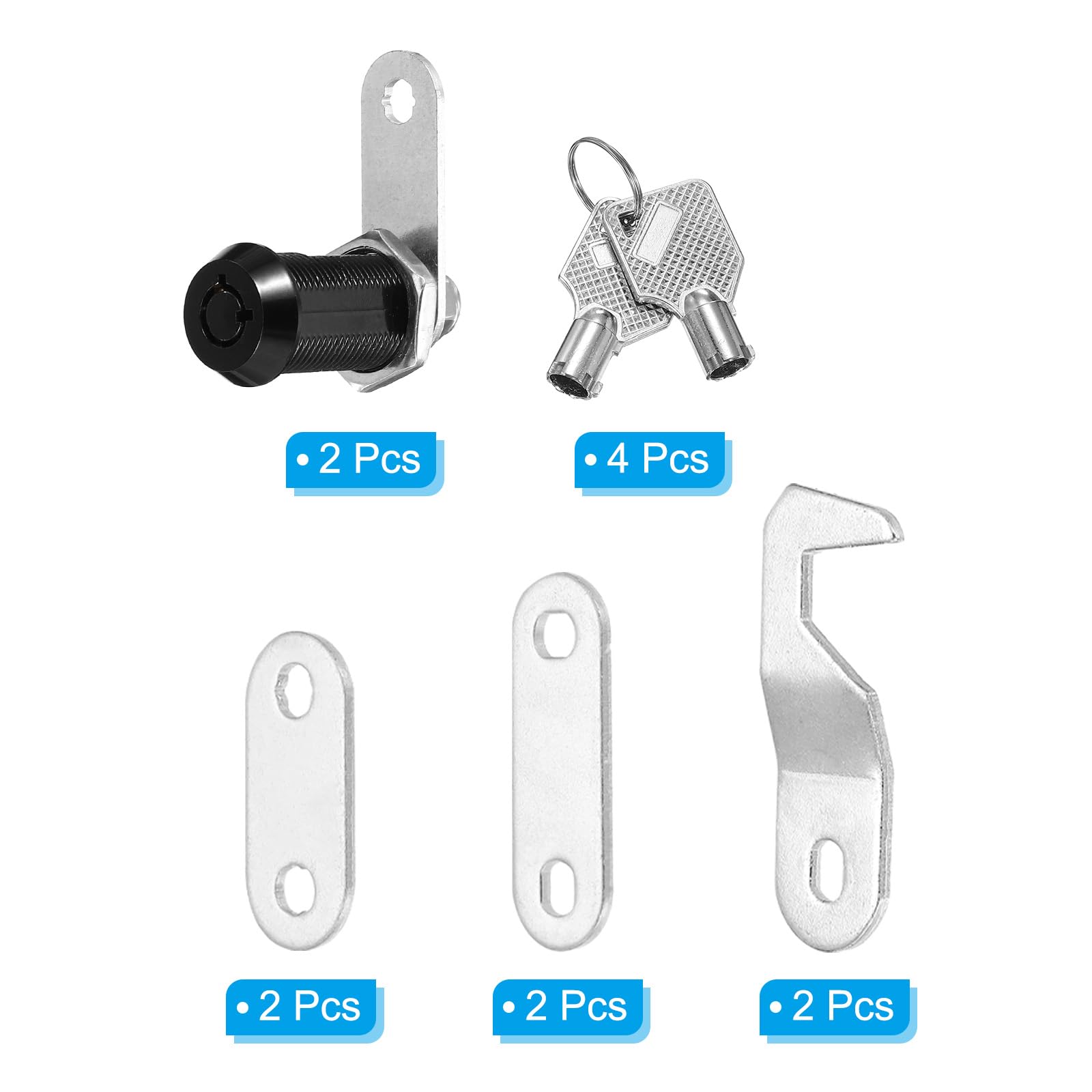 PATIKIL 1-1/8 Inch Black Cabinet Locks with Silver Keys - Image 3