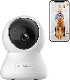 Septekon 2K FHD WiFi Camera Security Camera indoor - 360° Pan Tilt Security Camera - Wireless Baby Camera, Pet Camera - Cloud Storage - Night Vision CCTV Camera Works with Alexa - H40i (White)