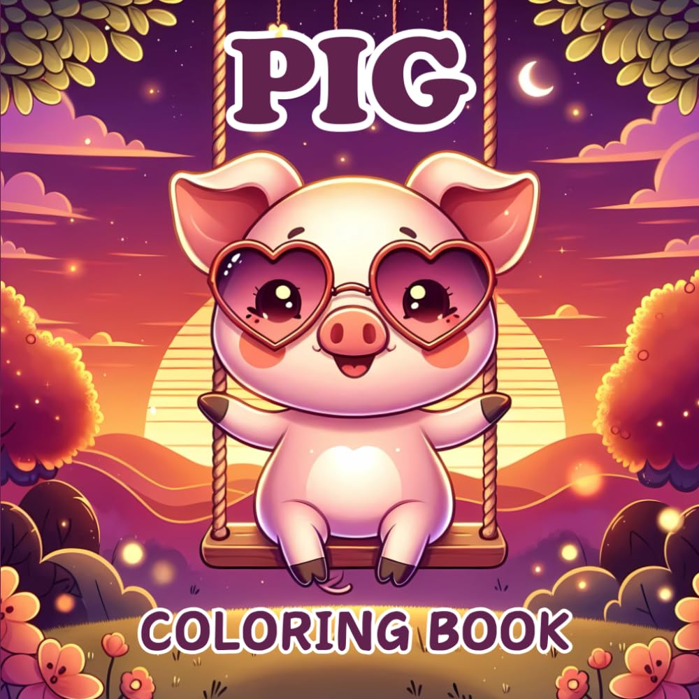 Pig Coloring Book: Bold and Easy For Cute Animals Pigs Lovers For Kids and Adults