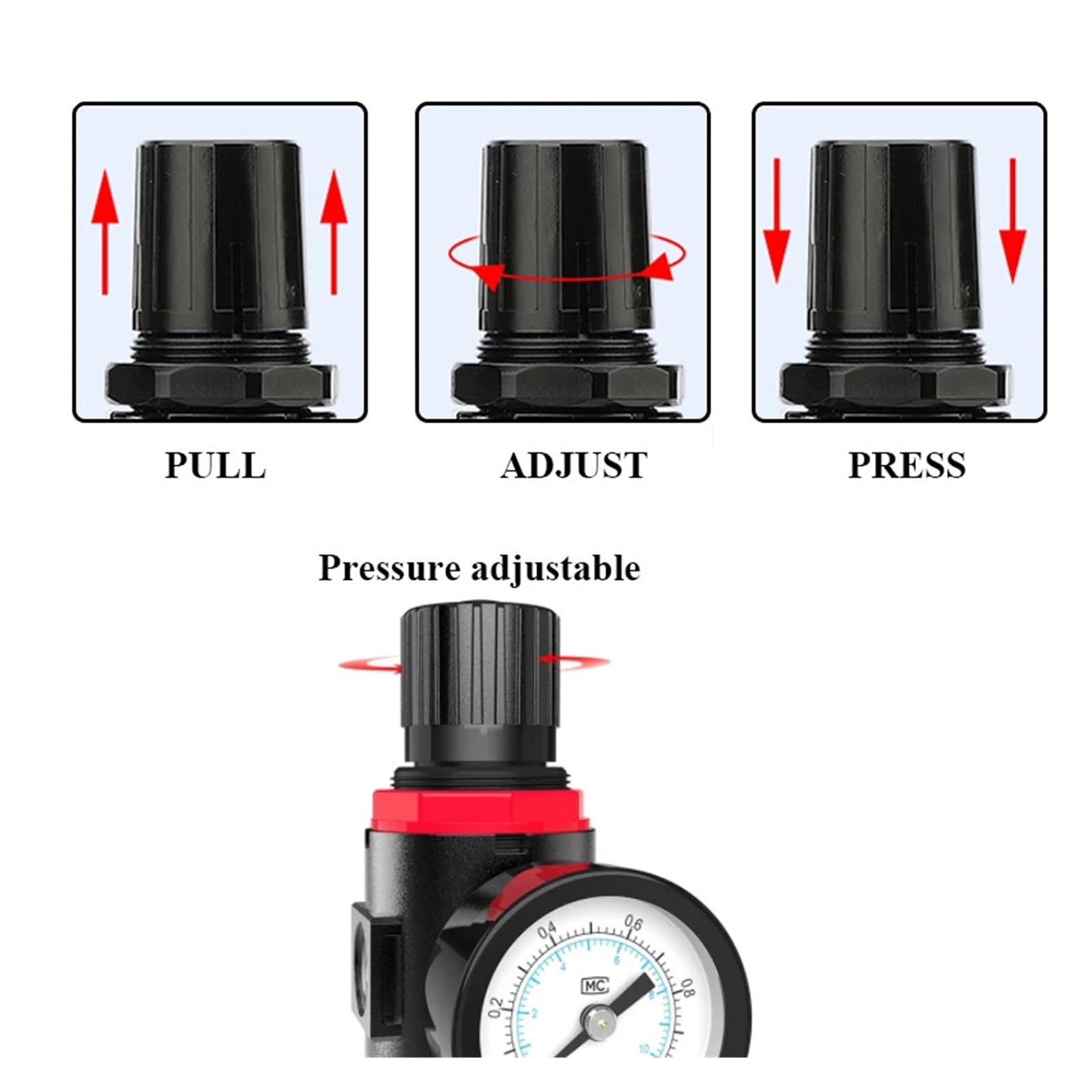 AFR2000 1/4 Filtro pneumatico per compressore d'aria Acqua Olio Separatore d'acqua Regolatore di pressione (AFR2000 e 10mm)