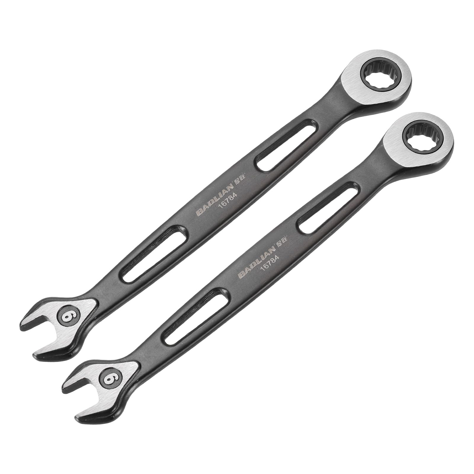 sourcing map 2pcs Ratcheting Combination Wrench 9mm Metric 12 Point CR-V Electrophoresis Double Box Open-Ended Ratchet Wrenches with 72 Tooth 5° Swing Industrial Grade Spanner Tool for Repair